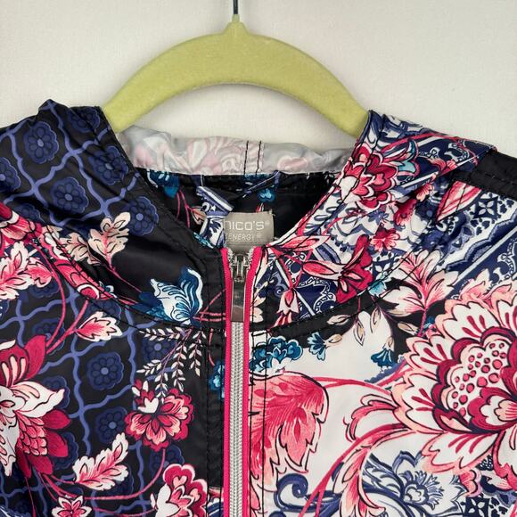Nwt Chico's Zenergy Paisley Lightweight Gathered Sleeve Packable Jacket Sz 2(12) - Picture 3 of 14